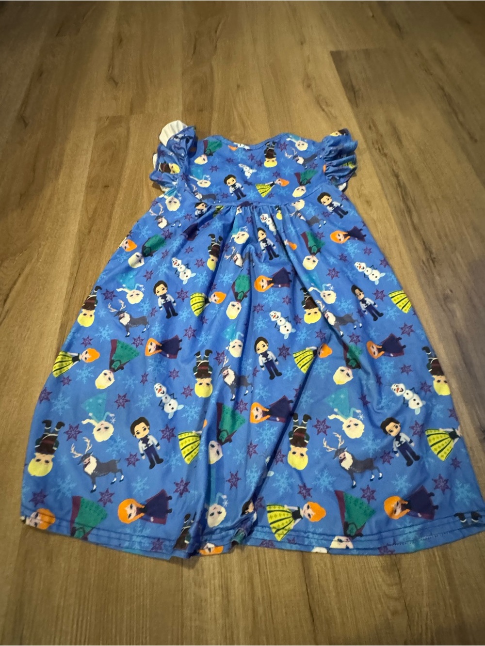 Girls' Blue Character-Print Casual Dress
